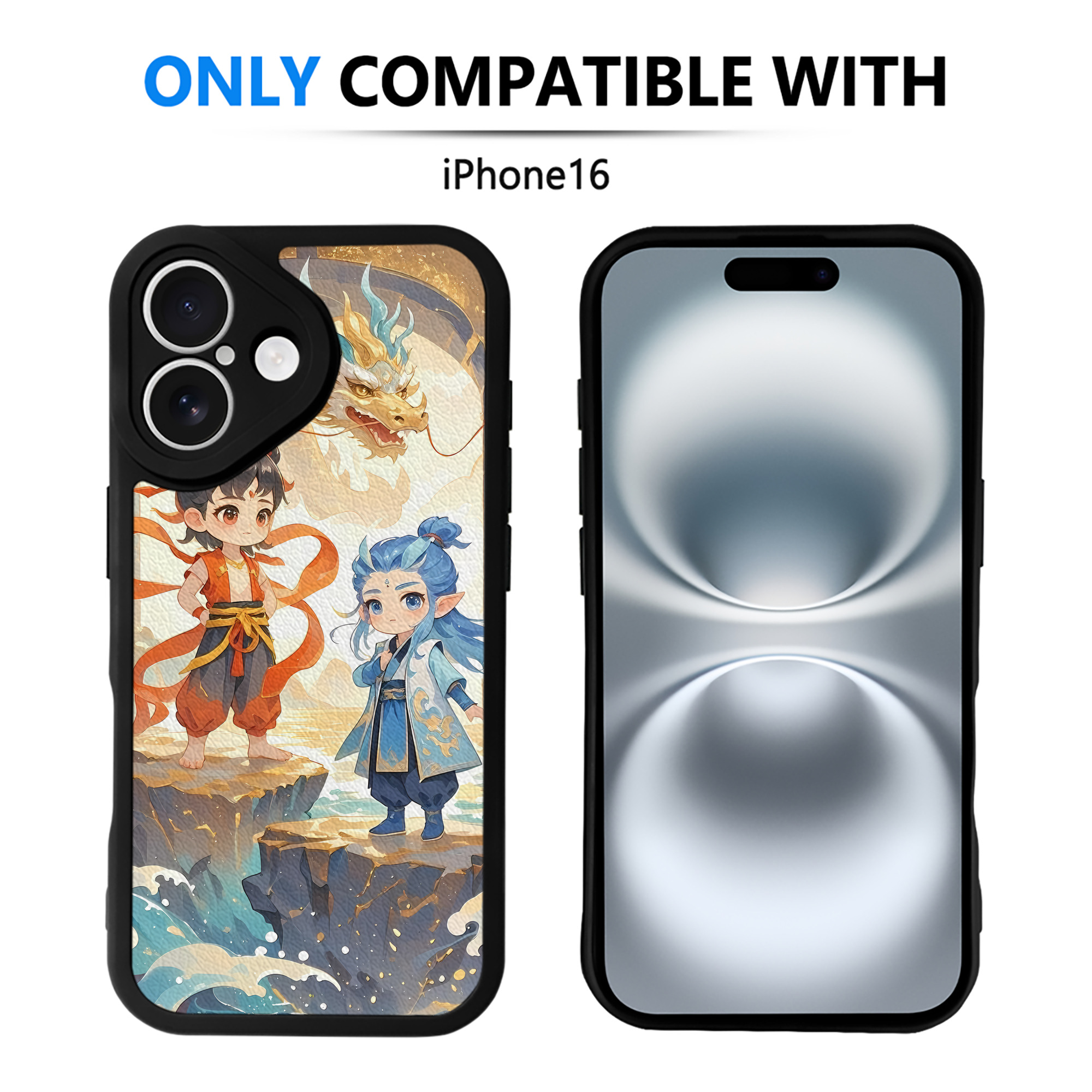 （画像用） Ne Zha 2 ナタ 魔童の大暴れ 【iPhone 16シリーズ対応】シリコンスマホケース（レザー調） 材質：シリコン